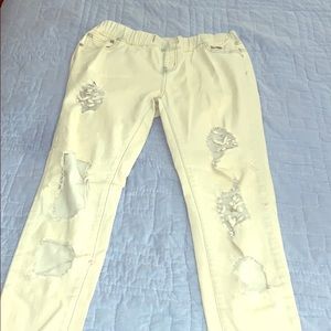 Distressed ripped jeans